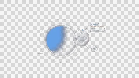 HUD element - rotating Moon with scientific infographics. Video stock 242388467