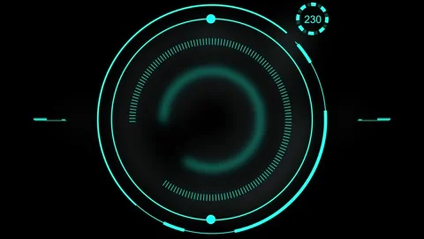 HUD element speedometer Rotating hologram HUD in a circle. digital data analysis Stock Footage 318629733