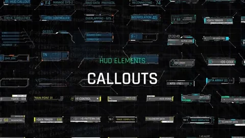 HUD Elements Callouts - Futuristic Tracking Labels and Info Pointers After Effects stock