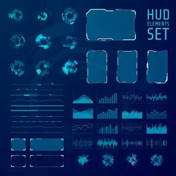 HUD elements collection. Set of graphic abstract futuristic hud pannels イラスト素材