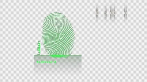HUD elements. Counter. Fingerprint. Alpha channel. Cyberspace. 25 fps Stock Footage 163396425