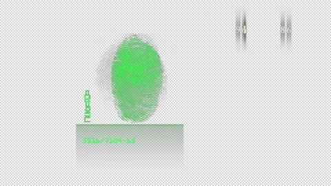 HUD elements. Counter. Fingerprint. Alpha channel. Cyberspace. 23,98 fps Stock Footage 163396536