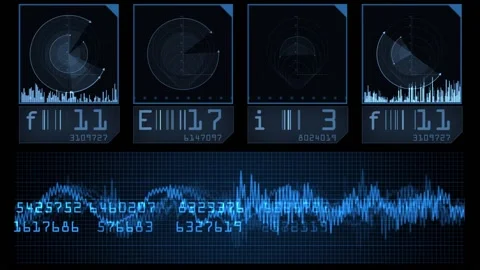 HUD elements. Digital networking. Future technology. Cyberspace. 29,97 fps Stock Footage 163395036