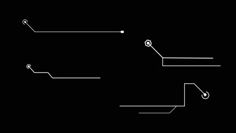 HUD elements digital technology animation with white on black background. Stock Footage 200367345