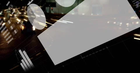 HUD elements fading from left, pie charts aligning while tilted panel settling Stock Footage 330894608