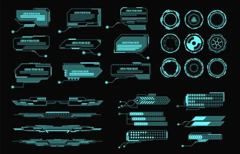 Hud elements. Futuristic virtual screen user interface, control panel for game 库存插图