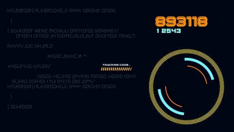 HUD elements graphic motion video footage. Circle motion with tracking text v Stock Footage 167943089