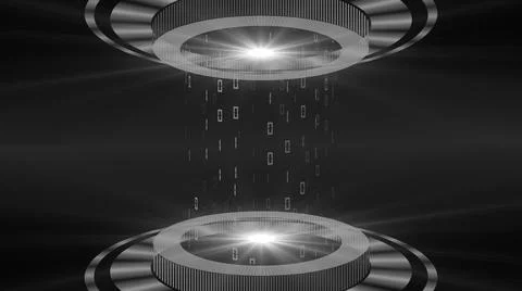HUD elements in gray - light beam in cylinder shape with floating digits Stock Illustration