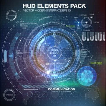 HUD elements for motion design. HUD background outer space. infographic elements Stock Illustration