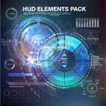 HUD elements for motion design. HUD background outer space. 스톡 일러스트