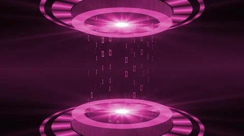 HUD elements in pink - light beam in cylinder shape with floating digits Stock Illustration