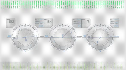 HUD elements. Round displays. Alpha channel. Digital. Cyberspace. 23,98 fps Stock Footage 163403980