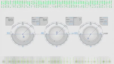 HUD elements. Round displays. Alpha channel. Digital. Cyberspace. 25 fps Stock Footage 163403991