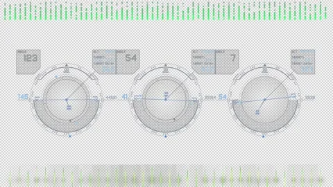 HUD elements. Round displays. Alpha channel. Digital. Cyberspace. 29,97 fps Stock Footage 163404045
