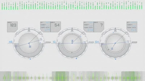 HUD elements. Round displays. Alpha channel. Digital. Cyberspace. 59,94 fps Stock Footage 163404205