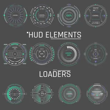 HUD Elements Sci-Fi Loaders collection. Download, upload, transfer Illustrazione stock