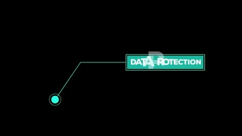 HUD elements with text Data Protection animation Isolated on Black Background Stock Footage 321194189