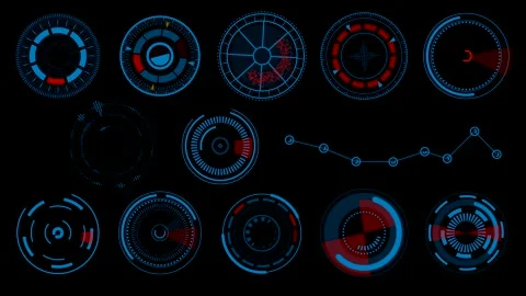 Hud elements ui elements. hud concept. radial futu Stock Footage 296588205
