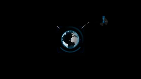 HUD elements world map | Stock Video | Pond5