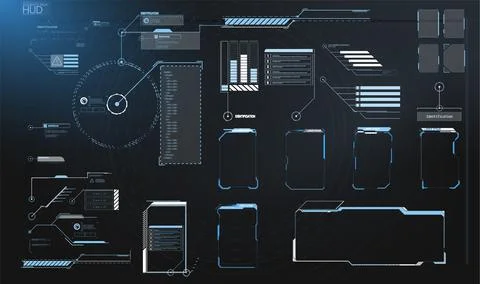 Hud elements,graph.Vector illustration.Head-up display elements for the web. 库存插图