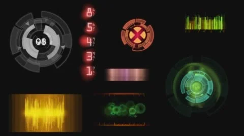 Hud energy system with black background and alpha channel Stock Footage 63611934