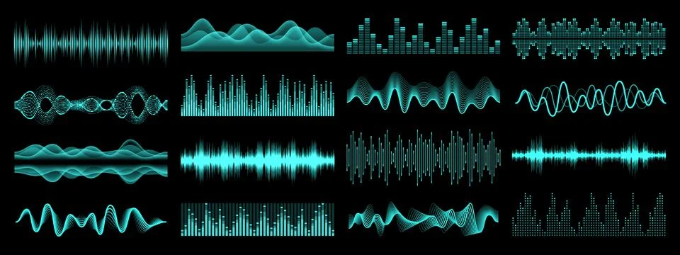 HUD equalizer sound waves, frequency waveform Stock Illustration