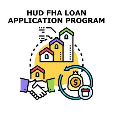 Hud fha loan application program concept vector Stock Illustration