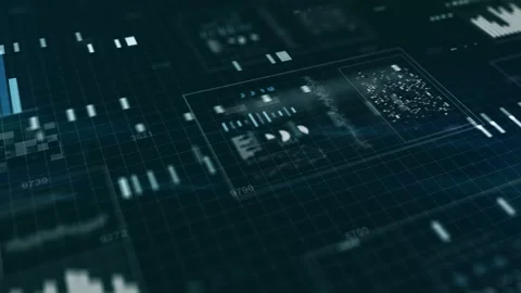 HUD Finance Display Digital Data Network Connections. 3D Futuristic screen with Stock Footage 255670669