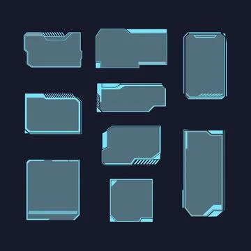Hud frame set cartoon vector illustration Stock Illustration