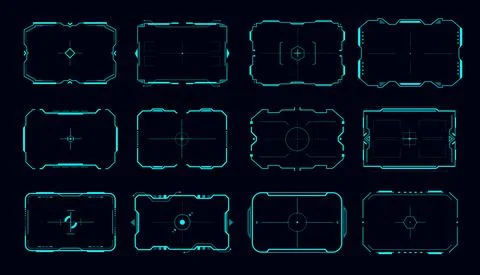 HUD frames of aim control panel and target screen Stock Illustration