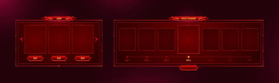 Hud frames for game shop and daily reward board Illustrazione stock