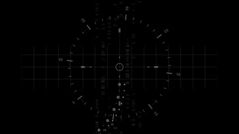HUD FUI LIDAR Overlay Navigation Sight with Telemetry Data Calculations Stock Footage 336771948