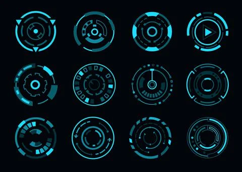 HUD futuristic aim controls, navigation interface Stock Illustration