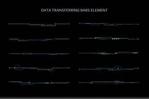 HUD Futuristic Big Data Transfer Communication Vector Set Stock Illustration