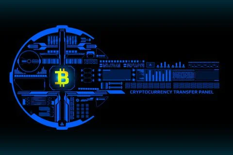 HUD Futuristic Bitcoin Technology Interface Elements Panel Vector. Stock Illustration