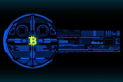 HUD Futuristic Bitcoin Technology Interface Elements Panel Vector. 스톡 일러스트