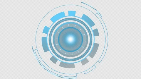Hud Futuristic Blue Circular Interface Animation with Digital Scanner Technology Stock Footage 336654760
