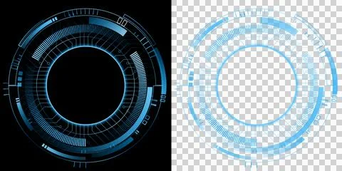 HUD Futuristic Circular Circuit Interface Display with Advanced Digital Technolo Stock Illustration