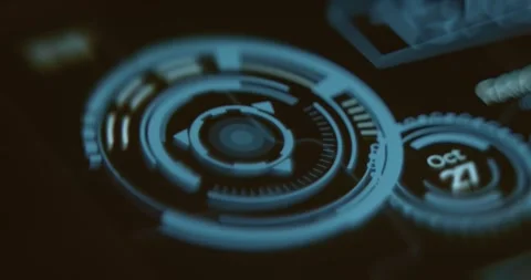 HUD with a futuristic circular display Stock Footage 323373193