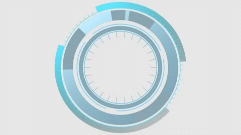 HUD Futuristic Circular Interface Animation with Rotating Digital Scanner Rings  Stock Footage 336316630