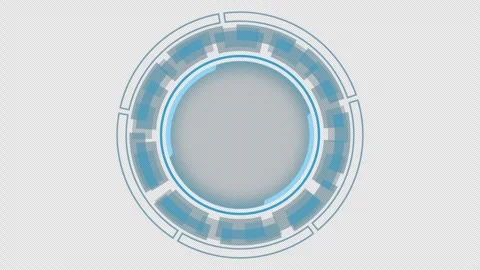 HUD Futuristic Circular Interface Animation Loop with Rotating Digital Scanner T Stock Footage 336882761