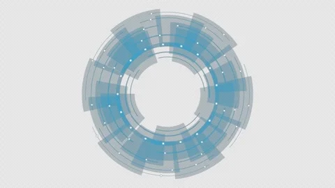 Hud Futuristic Circular Interface Animation Loop with Rotating Digital Technolog Stock Footage 336889158