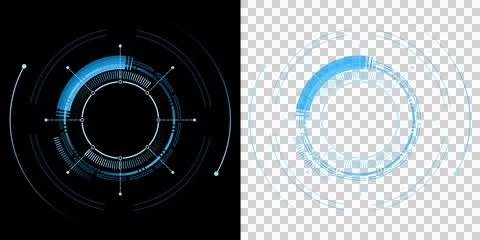 HUD Futuristic Circular Interface Dashboard with Advanced Digital Technology Ele Stock Illustration