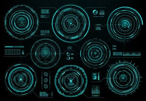 HUD futuristic circular interface screen panel Stock Illustration