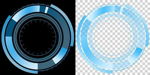 HUD futuristic circular interface technology radar scanner display digital contr Stock Illustration