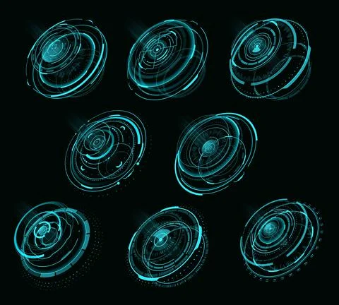 HUD futuristic circular screen panel web interface Illustrazione stock