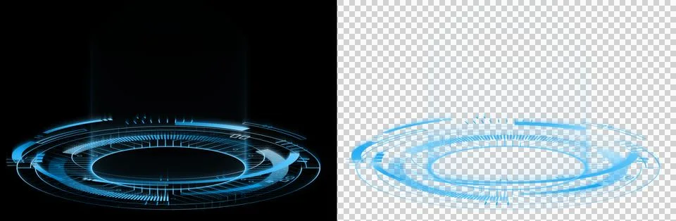 HUD Futuristic Circular User Interface Ring  with Blue Holographic Technology Di Illustrazione stock