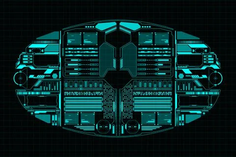 HUD Futuristic Communicaton Technology Interface Elements Panel Vector Stock Illustration