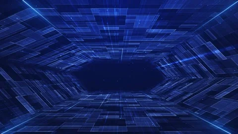 HUD Futuristic Data Analysis Fly Over 3D Cubic Base Station Concept Big data Stock Footage 313866505