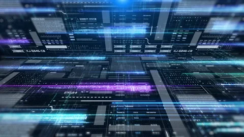 HUD futuristic data transfer communication cyber space dashboard Stock Footage 308230264
